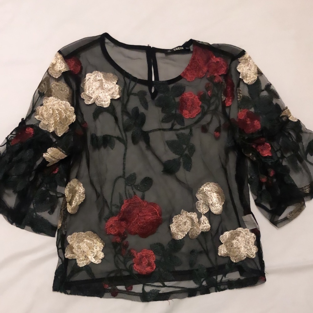 Sheer Floral Blouse